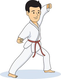 boy practicing martial arts clipart