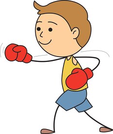 boy practicing punching with boxing gloves
