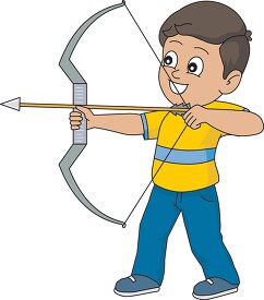 boy practing archery with bow arrow