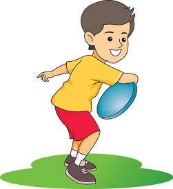 boy preparing to throw a frisbee clipart