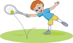 boy reaching ball with tennis racquet forehand