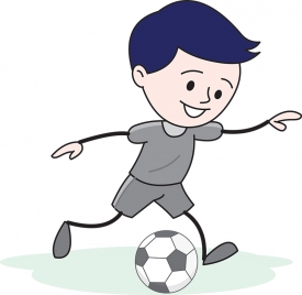 boy runnig with soccer ball gray color copy