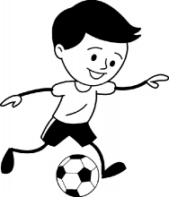 boy runnig with soccer ball outline clipart