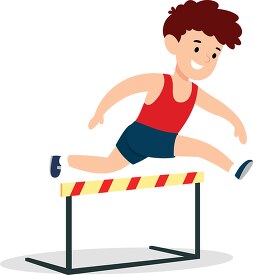 boy running hurdles track field clipart