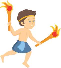 boy running with olympic torch clipart