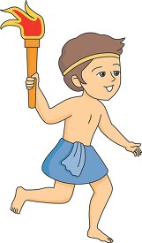 boy running with olympic torch clipart