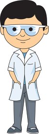 boy science student wearing a lab coat and goggles clipart