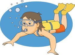 boy scuba diving clipart
