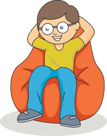 boy sitting on a beanbag