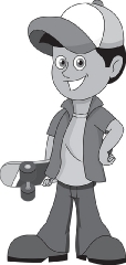 boy standing with his skateboard gray color