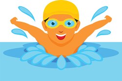 boy swimming in pool summer clipart