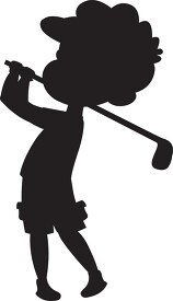 boy swinging golf club black silhouette
