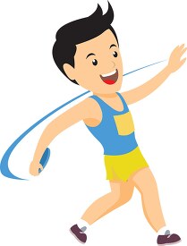 boy throwing discus track and field clipart