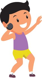 boy throwing shot put track and field clipart