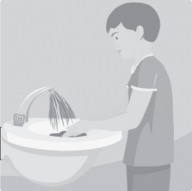 boy washing hands soap and water