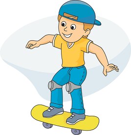 Boy Wearing Hat on a skateboard Clipart