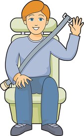 boy wearing seat belt in automobile clipart