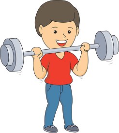 boy weight lifting clipart