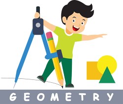 boy with compass geometry clipart