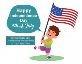 boy with US flag 4th of july clipart