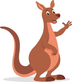 brown australian kangaroo cartoon style clipart