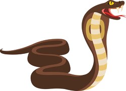 brown Cobra reptile in defensive stance
