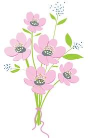 bunch of pink flowers tied with ribbon clipart