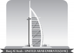 burj al arab united arab emirates UAE gray clipart