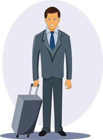 Business man with carry on suitcase clipart