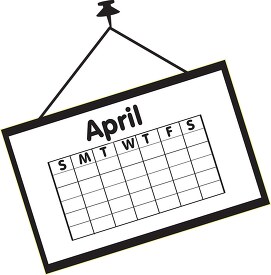 calendar april black outline clipart