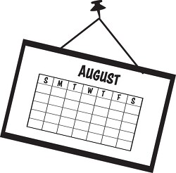 calendar august black outline clipart