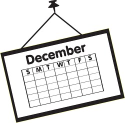 calendar december black outline clipart