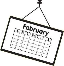 calendar february black outline clipart