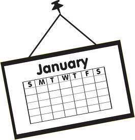 calendar january black outline clipart