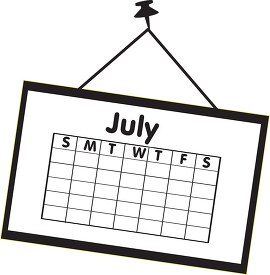 calendar july black outline clipart