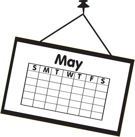 calendar may black outline clipart