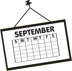calendar september black outline clipart