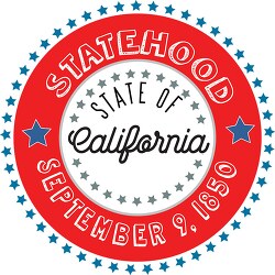 California statehood 1850 date statehood round style with stars 