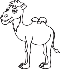 Camel Cartoon Black White Outline Clipart