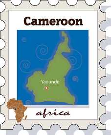 cameroon africa stamp style map