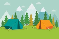 camping outdoor tents in mountains clipart