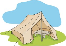 camping tent with table clipart