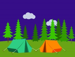 camping with tents animated clipart