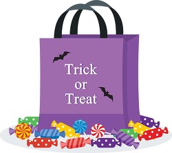 candy in trick or treat bag halloween clipart