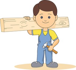 carpenter holding wood hammer clipart