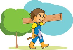 carpenter with hammer wood clipart