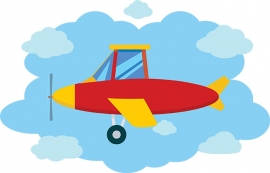 cartoon aeroplane in the sky clipart