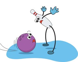 cartoon bowling pin arguing with ball clipart