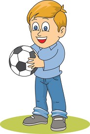 cartoon character boy holding soccer ball