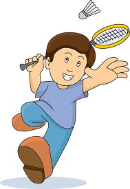 cartoon character playing badminton clipart